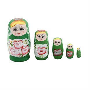 RusyaDünyadan HediyelerERN2017-343Keskin Hediyelik Eşya Ve TekstilAhşap Matruşka Bebek 5 li Set Yeşil No.1